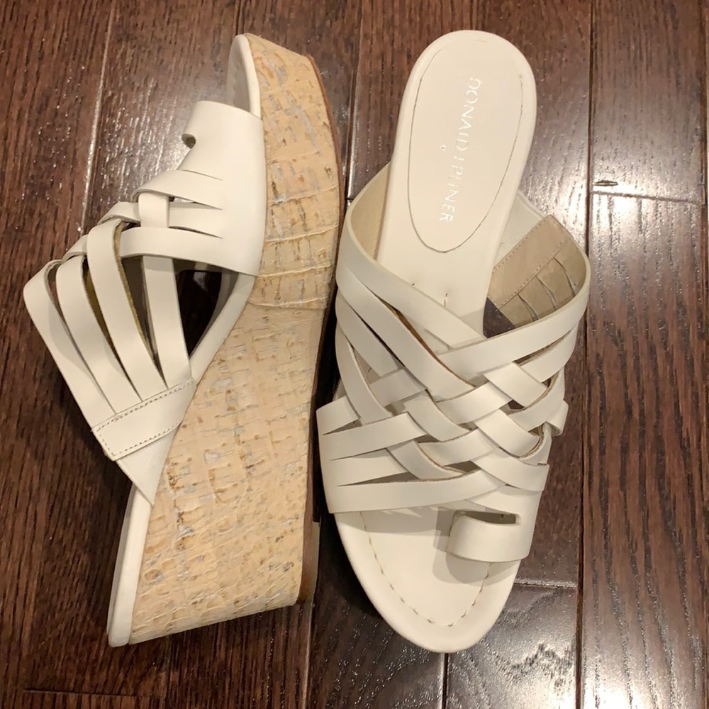 Donald J Pliner wedge open back heels